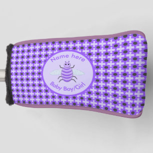 Cute Purple Baby Bee Gender Reveal Neutral Custom Golf Head Cover