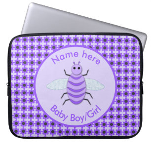 Cute Purple Baby Bee Gender Reveal Neutral Custom Laptop Sleeve
