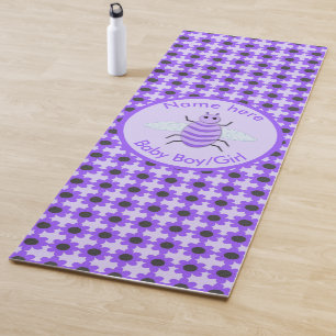 Cute Purple Baby Bee Gender Reveal Neutral Custom Yoga Mat