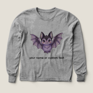 Cute Purple Bat Halloween Coloured Pencil Illustra