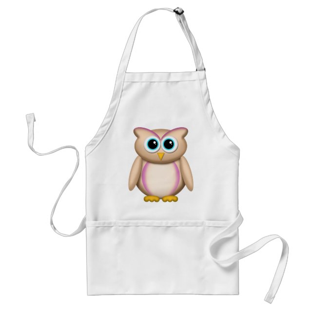 Cute Purple & Beige Owl Apron (Front)