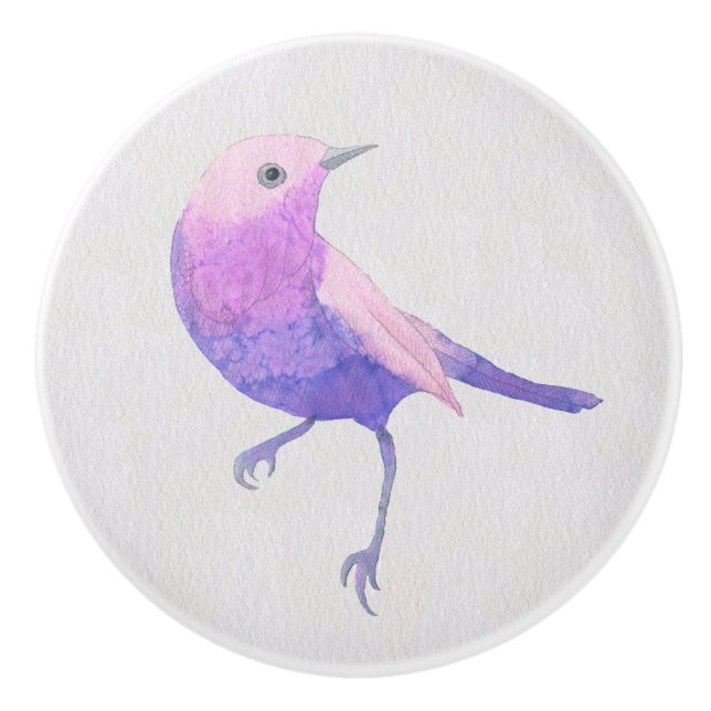 Cute Purple Bird Ceramic Knob (Front)