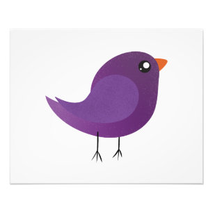 Cute Purple Bird Illustration Photo Print