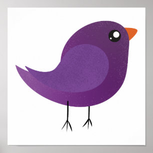 cute purple bird poster