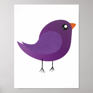 cute purple bird poster