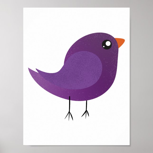 cute purple bird poster (Front)