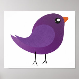 cute purple bird poster