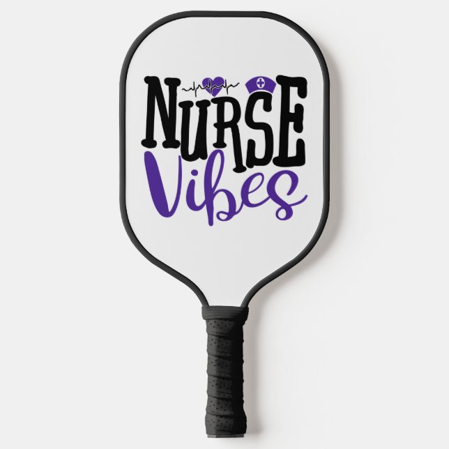 Cute Purple Black Nurse Vibes Medical   Pickleball Paddle (Front)