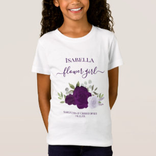 Cute Purple Boho Roses Flower Girl Gift Wedding T-Shirt