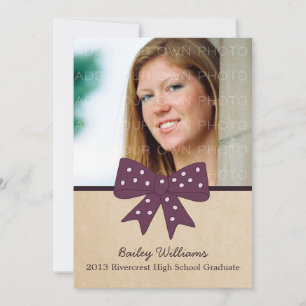 Cute Purple Bow Graduation Invite
