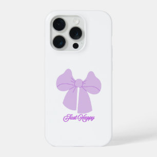 Cute Purple Bow Just Happy Aesthetic iPhone 15 Pro Case