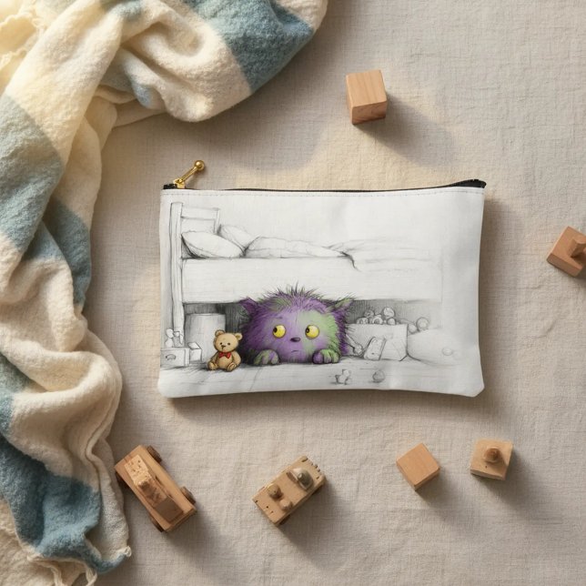 Cute Purple Brown Green Monster Under Bed Accessory Pouch (Creator Uploaded)