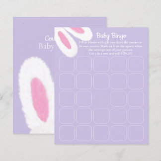 Cute Purple Bunny Baby Shower Bingo Game