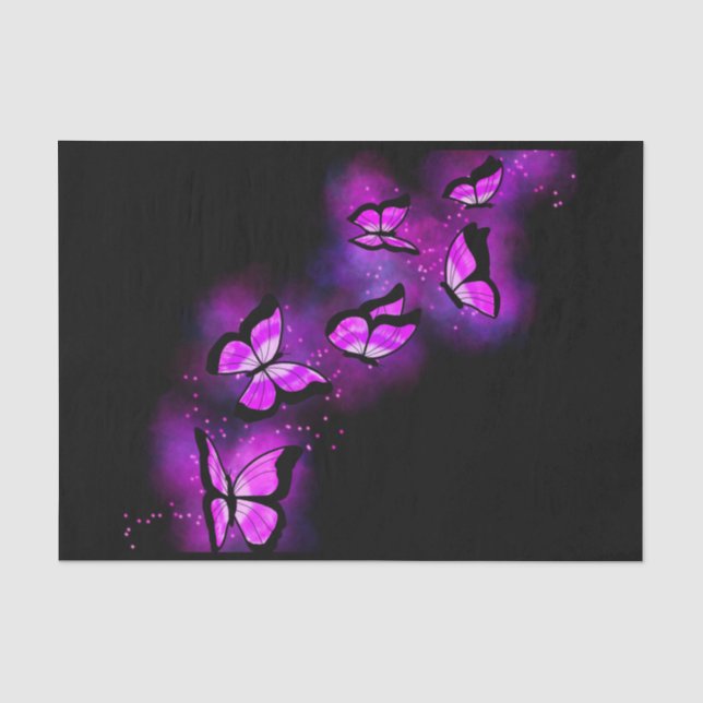 Cute Purple Butterflies Tissue Paper (Front)