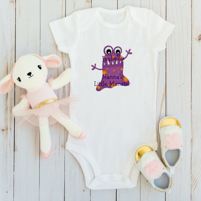 Cute Purple Cartoon Blob Monster Fun for Kids Baby Bodysuit (Creator Uploaded)