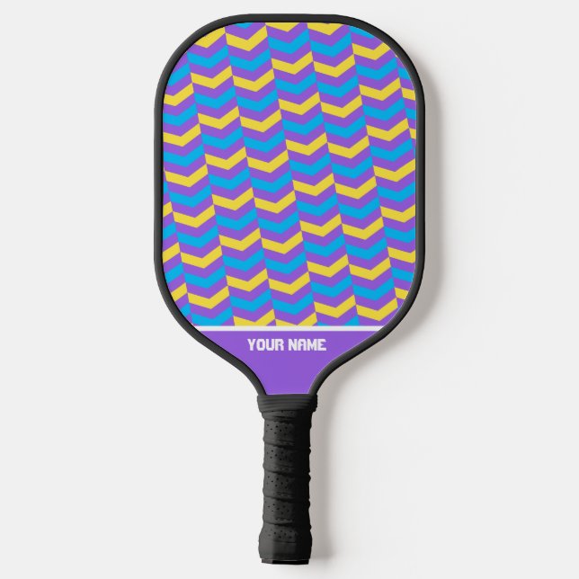 Cute Purple Chequered Pickleball Paddle (Back)