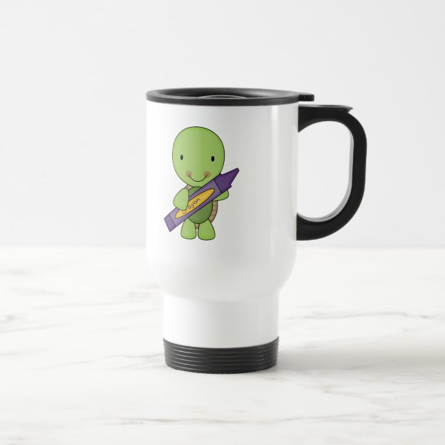 cute purple crayon turtle travel mug (Right)