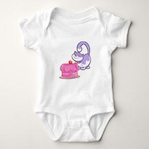 Cute Purple Cupcake Cat Baby Bodysuit