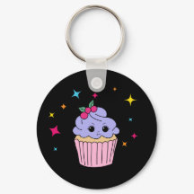 Cute Purple Cupcake Keychain