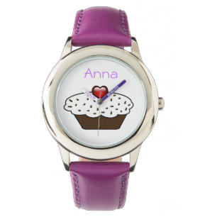 cute purple cupcake personalised design watch