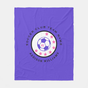 Cute Purple Custom Soccer Jersey Number Name Girl Fleece Blanket