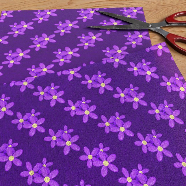 Cute Purple Daisy Flower Pattern Tissue Paper (A cute purple floral tissue paper just for you)