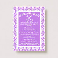 Cute Purple Damask Home Sweet Home Housewarming