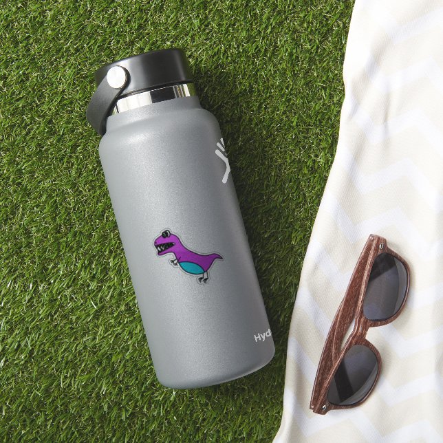 Cute Purple Dinasour Sticker  (HydroFlask Insitu)