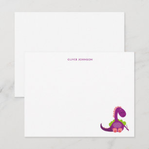 Cute purple Dinosaur Kids thank you Card