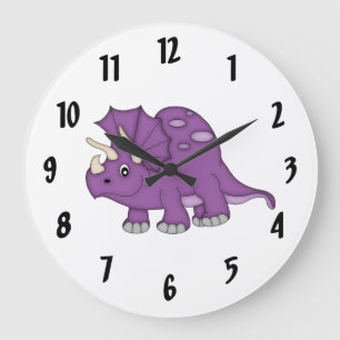 Cute Purple Dinosaur Kid's wall-clock/Medium Large Clock