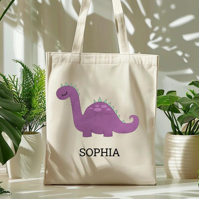 Cute Purple Dinosaur Personalised Tote Bag (Creator Uploaded)