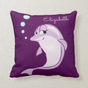 Cute Purple Dolphin Personalised Cushion