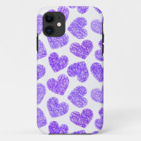 Cute Purple Doodled Heart Valentine's Day Pattern