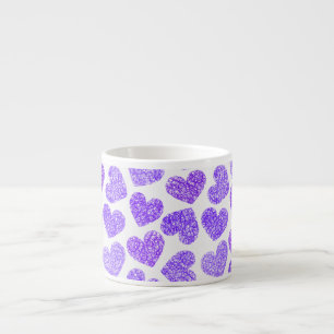 Cute Purple Doodled Heart Valentine's Day Pattern Espresso Cup