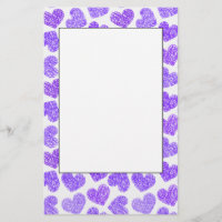 Cute Purple Doodled Heart Valentine's Day Pattern