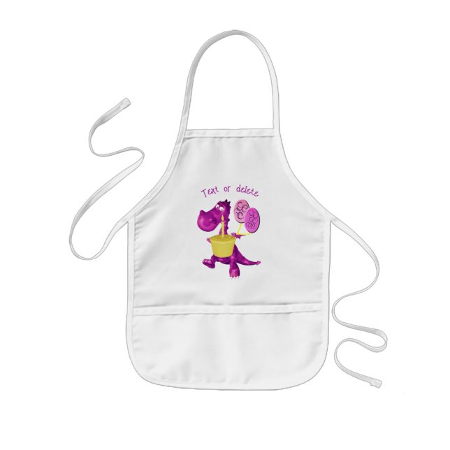 Cute Purple Dragon Cupcake Balloons Personalised Kids Apron (Front)