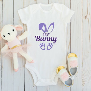 Cute Purple Easter Baby Bunny Rabbit Ears Bodysuit