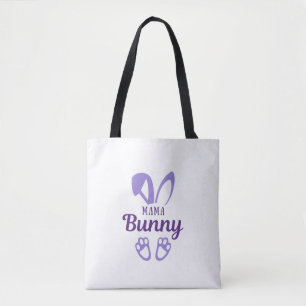 Cute Purple Easter Mama Bunny Rabbit Ears Mother Tote Bag