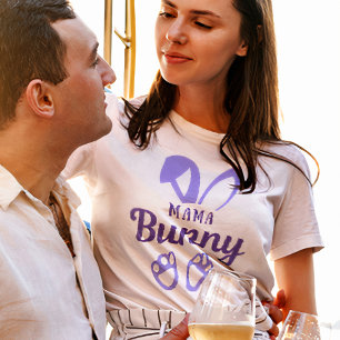 Cute Purple Easter Mama Bunny Rabbit Ears T-Shirt