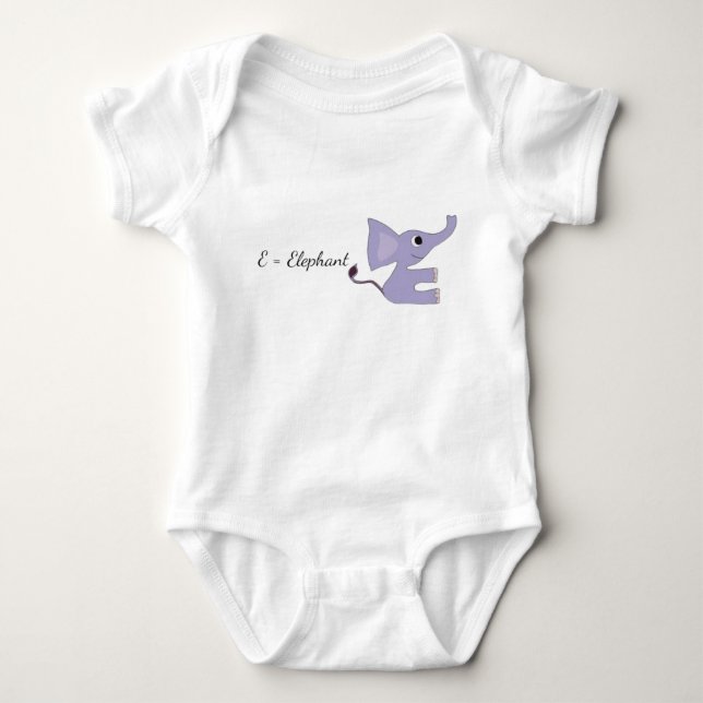 Cute Purple Elephant Baby Bodysuit - E-Elephant In (Front)