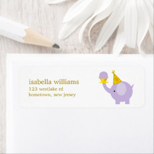 Cute Purple Elephant Birthday Party