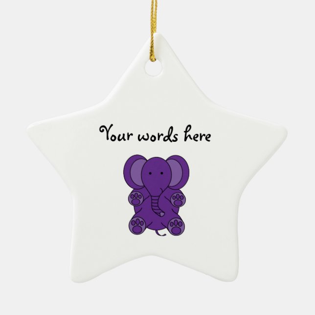 Cute purple elephant ceramic tree decoration (Front)