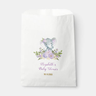 Cute Purple Elephant / Lavender Watercolor Floral Favour Bags