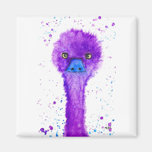 Cute purple emu magnet
