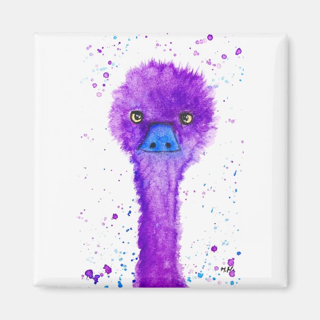 Cute purple emu magnet (Front)