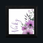 Cute Purple Floral Bridesmaid Script Wedding Favou Gift Box<br><div class="desc">Cute Purple Floral Bridesmaid Script Wedding Favour gift box . The design has space to add name of the bridesmaid written in pretty script font with pretty purple flowers . This can be customised by changing the bridesmaid name . For any further customisation , feel free to contact me at...</div>