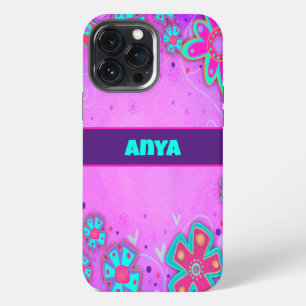 Cute Purple Flowers Name Girly Fun Inspirivity iPhone 13 Pro Max Case