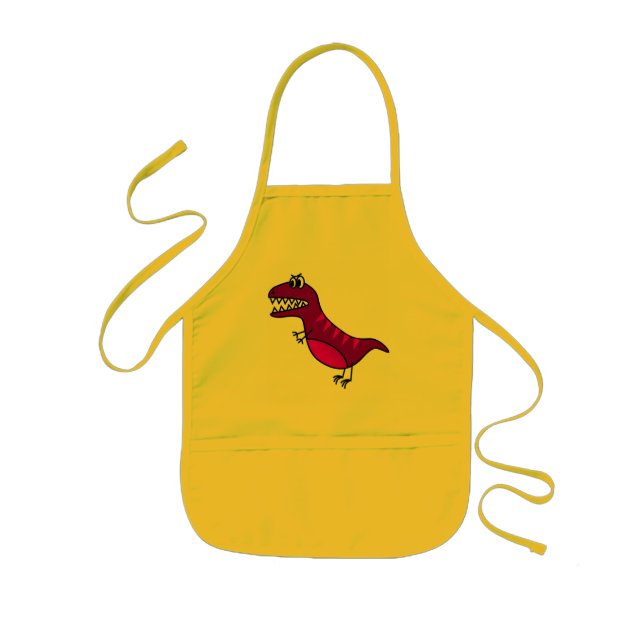 Cute purple funny, angry  dinosaur kid's apron (Front)