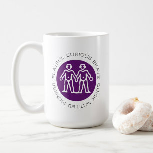 Cute Purple Gemini Traits Zodiac Star Sign Coffee Mug