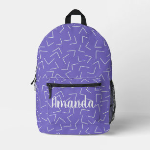 Cute Purple Geometric Arrows Monogram Name Printed Backpack